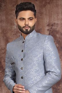 Picture of Marvelous Blue Colored Designer Readymade Men's Indo-Western Sherwani