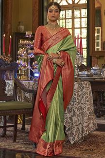 Picture of Irresistible Parrot Green Colored Designer Saree