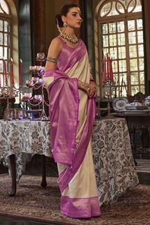 Picture of Exquisite Beige Colored Designer Saree