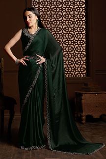Picture of Impressive Bottle Green Colored Designer Saree