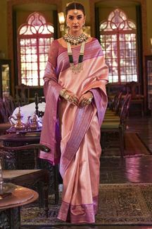 Picture of Charming Peach Colored Designer Saree