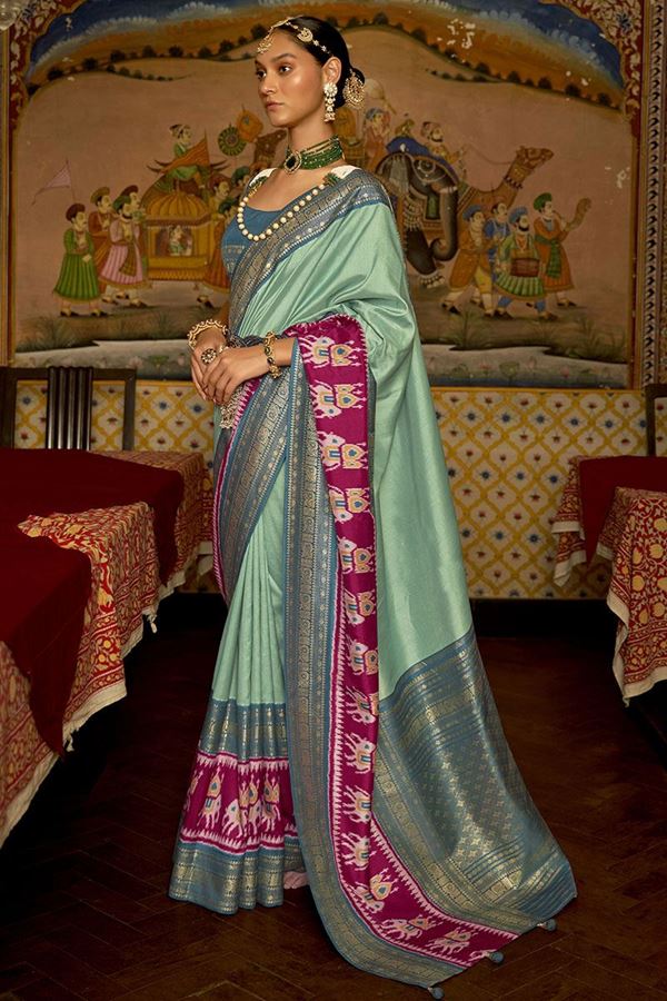 Picture of Glamorous Green Colored Designer Saree