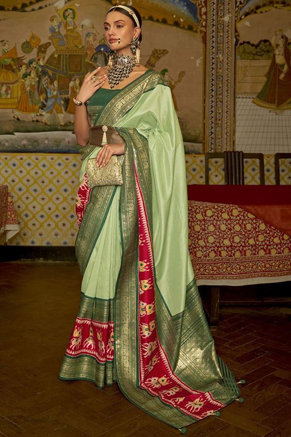 Picture of Exquisite Pista Green Colored Designer Saree