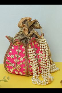 Picture of Charming Rani Pink Colored Exclusive Designer Synthetic Clutches