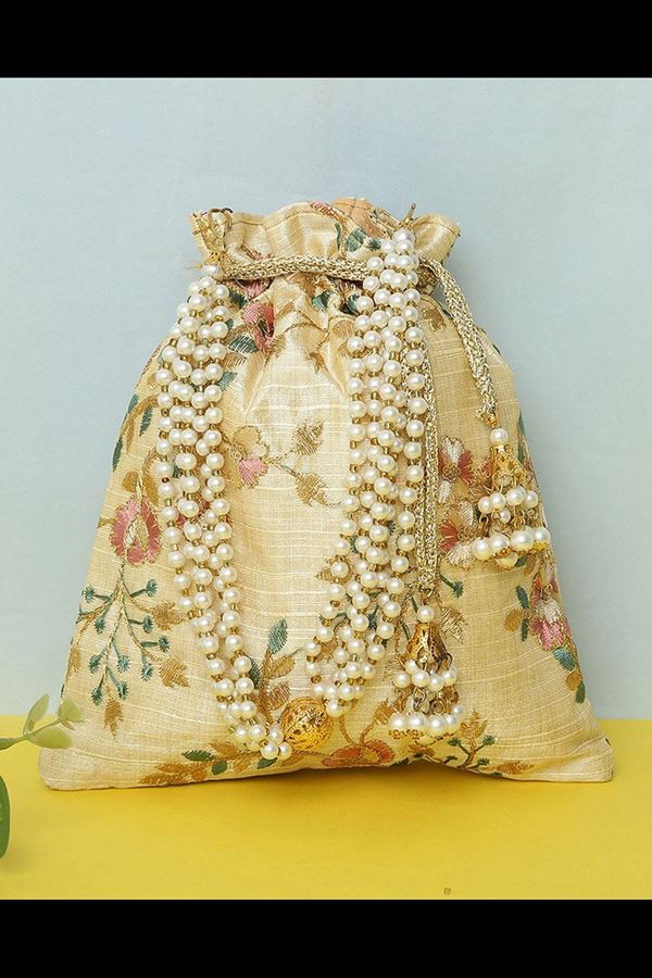 Picture of Lovely Cream Colored Exclusive Designer Synthetic Clutches