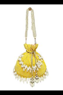 Picture of Astounding Yellow Colored Exclusive Designer Synthetic Clutches