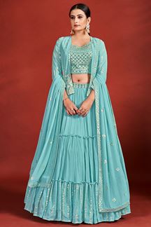 Picture of Impressive Turquoise Colored Designer Lehenga Choli