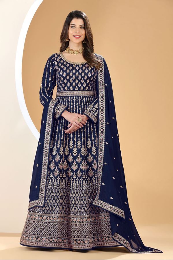 Picture of Stunning Navy Blue Colored Designer Suit