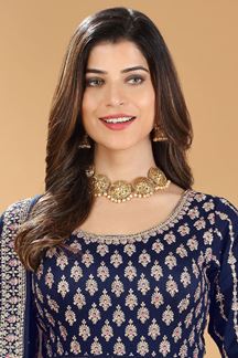 Picture of Stunning Navy Blue Colored Designer Suit