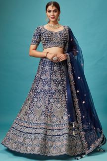 Picture of Flawless Navy Blue Colored Designer Lehenga Choli