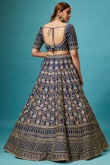 Picture of Outstanding Navy Blue Colored Designer Lehenga Choli
