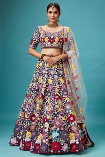 Picture of Awesome Navy Blue Colored Designer Lehenga Choli
