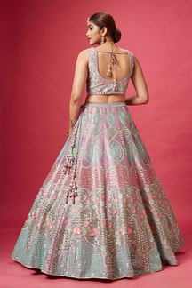 Picture of Artistic Pink and Mint Green Colored Designer Lehenga 
