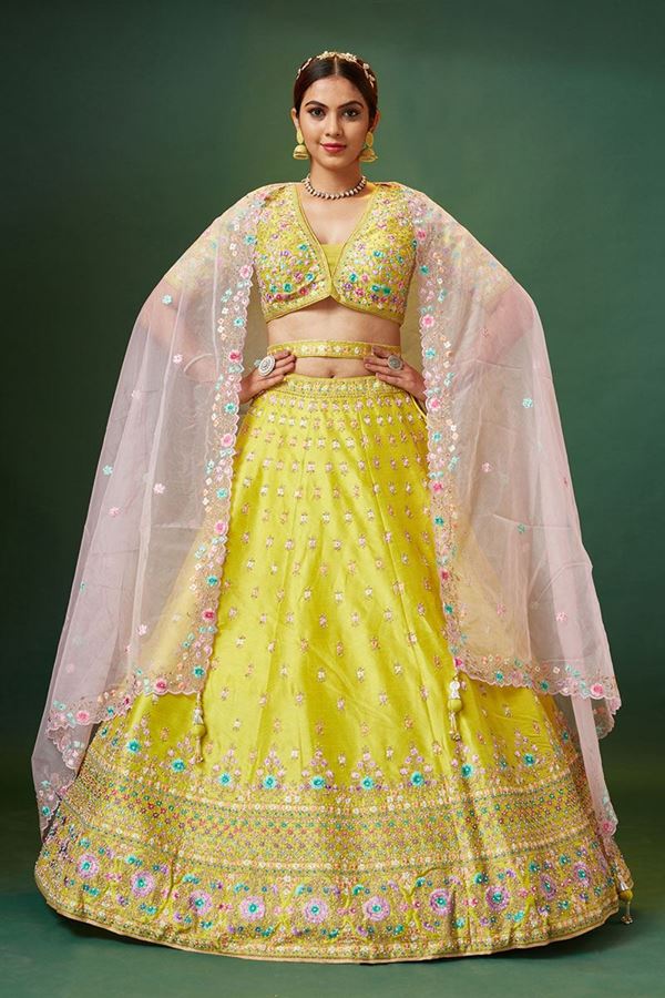 Picture of Awesome Yellow Colored Designer Lehenga Choli