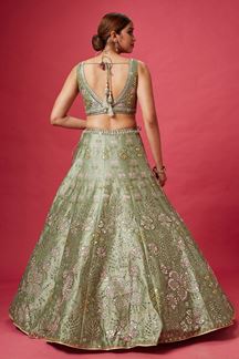 Picture of Stunning Pista Green Colored Designer Lehenga Choli