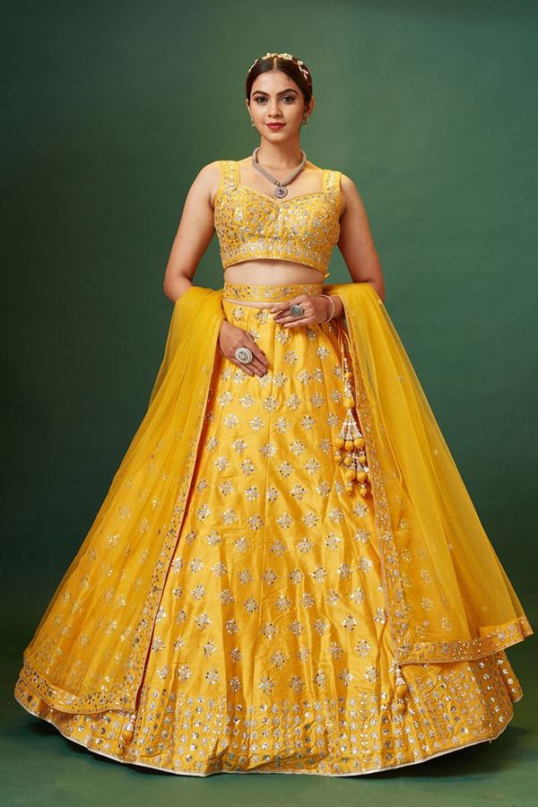 Picture of Vibrant Yellow Colored Designer Lehenga Choli