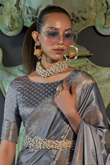 Picture of Exuberant Silver Colored Designer Saree