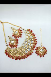 Picture of Impressive Red Colored Designer Necklace Set