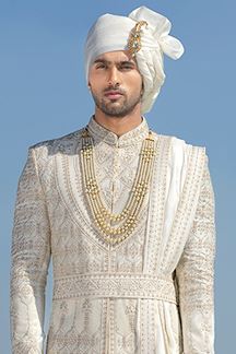 Picture of Stylish Cream Colored Designer Sherwani