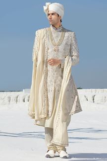 Picture of Dashing Ivory Colored Designer Sherwani