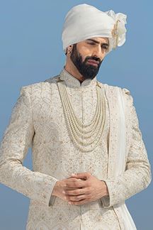 Picture of Elegant Cream Colored Designer Sherwani