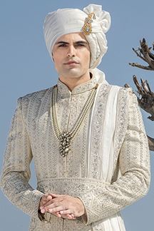 Picture of Fancy Stone Grey Colored Designer Sherwani