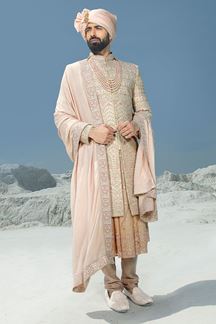 Picture of Magnificent Light Peach Colored Designer Sherwani