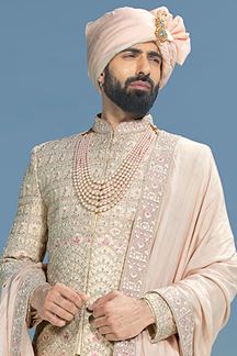 Picture of Magnificent Light Peach Colored Designer Sherwani