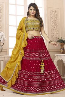 Picture of Artistic Yellow and Red Colored Designer Lehenga Choli