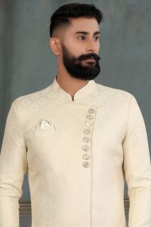 Picture of Amazing Cream Colored Men's Designer Kurta and Pant Set