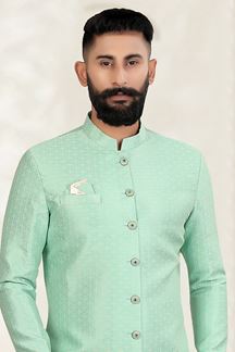 Picture of Impressive Ferozi Colored Men's Designer Kurta and Pant Set