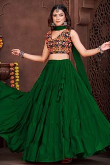 Picture of Flawless Light Green and Multi Colored Designer Lehenga Choli