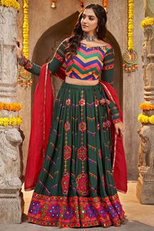 Picture of Gorgeous Green and Multi Colored Designer Lehenga Choli