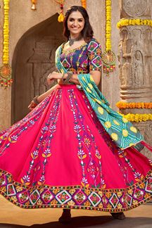 Picture of Pretty Deep Pink and Navy Blue Colored Designer Lehenga Choli