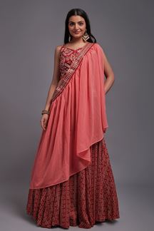 Picture of Awesome Coral Colored Designer Lehenga Choli