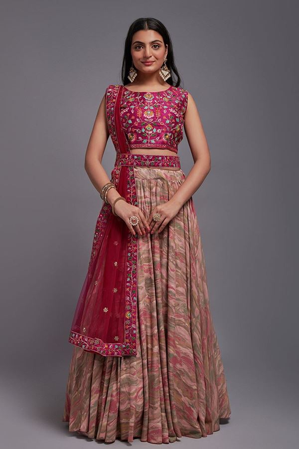 Picture of Fascinating Rani Pink Colored Designer Lehenga Choli