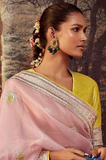 Picture of Gorgeous Pink Colored Designer Saree