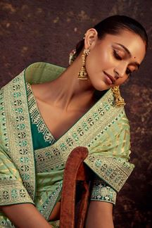 Picture of Divine Light Green Colored Designer Saree