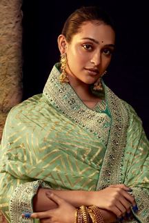 Picture of Divine Light Green Colored Designer Saree