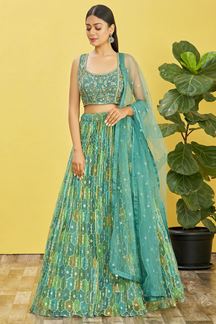 Picture of Trendy Multiand Rama GreenColored Designer Lehenga Choli