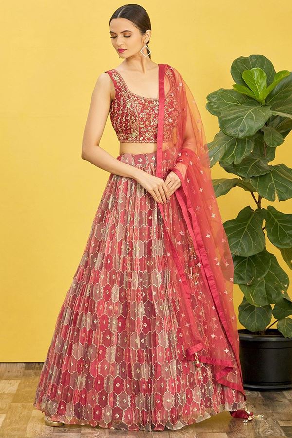 Picture of Breathtaking Multi and Maroon Colored Designer Lehenga Choli