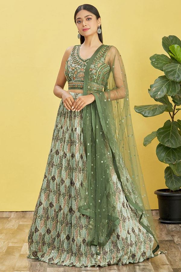 Picture of Flawless Multi and Green Colored Designer Lehenga Choli