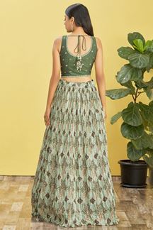 Picture of Flawless Multi and Green Colored Designer Lehenga Choli