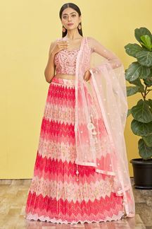 Picture of Captivating Multi and Light Pink Colored Designer Lehenga Choli