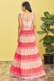 Picture of Captivating Multi and Light Pink Colored Designer Lehenga Choli