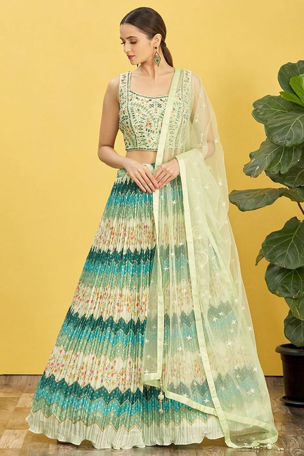 Picture of Charismatic Multi and Pista Colored Designer Lehenga Choli