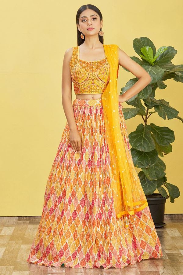 Picture of Spectacular Multi and Yellow Colored Designer Lehenga Choli