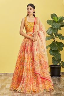 Picture of Fascinating Multi and Yellow Colored Designer Lehenga Choli