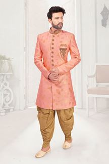 Picture of AestheticPeach and Golden Colored Men’s Designer Indo-Western Sherwani