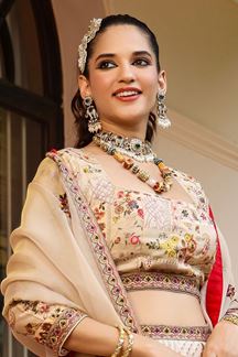 Picture of Smashing Cream Colored Designer Lehenga Choli